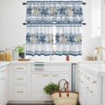 thumbnail image 3 of Blue Beige Starfish Ocean Curtain Tier and Valance Set 3 Piece, Summer Ocean Plant 3-inch Rod Pocket Window Tier Curtains Valance for Kitchen Living Room, 3 of 9