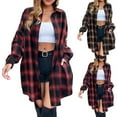 thumbnail image 4 of Women Plaid Shirt Jackets Casual Oversized Classic Lapel Long Sleeve Shacket Buton Vintage Trensy Fall Coat With Pockets, 4 of 4