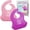 Purple/Pink, variant on 2 Pack Baby Silicone Bibs with Food Catcher - Purple/Pink