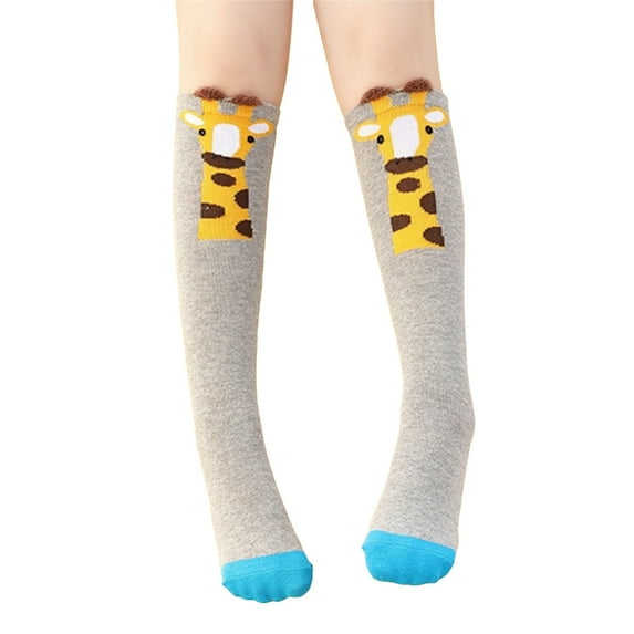 Gureui Kids Baby Girls Knee High Socks Cute Cartoon Animal Print Elastic Uniform Tube Stockings for Spring Autumn