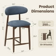 thumbnail image 3 of Mid Century Modern Kitchen Bar Stools Set of 1, Counter Height Stools with Curved Back and Wooden Frame,Upholstered Seat Blue, 3 of 9