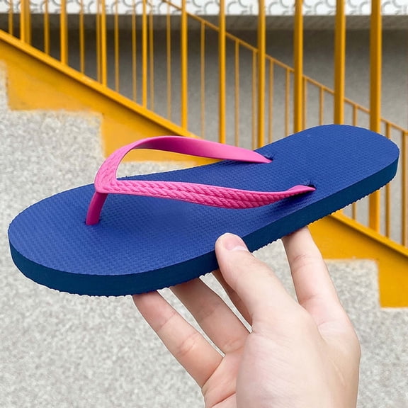 RKSTN Women's Slippers Trendy Color Block Summer Beach Pool Shower Sandals Outdoor Casual Cushion Soles Slippers