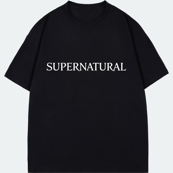 Black T Shirt Supernatural Text Print Casual Wear For Men And Women