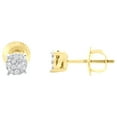thumbnail image 3 of 10K Yellow Gold Natural Diamond 4.5mm Hip-Hop Quad Round Stud Earrings 1/6 CT, 3 of 5