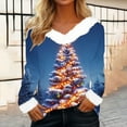 Dazajoo Women's Christmas Plush V Neck Sweatshirts Long Sleeve Novelty