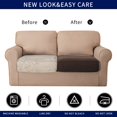 thumbnail image 5 of CHOK 2024 Housse de Coussin de Siège Extensible à Texture en Grille (3 Pcs Kaki), 5 of 5