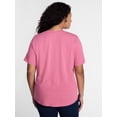 thumbnail image 3 of Terra & Sky Women's Plus Size V Neck Tee with Short Sleeves, Size 0X-5X, 3 of 5