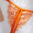thumbnail image 4 of JSGEK Women Furry Trim Lace Bra and Thong Set Sheer Mesh Underwire Support Lingerie for Intimate Nightwear Orange L, 4 of 7