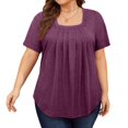 thumbnail image 1 of Tops de Talla Grande para Mujer, Corta, Cuello Cuadrado, Túnica Holgada de Verano para Leggings. Vino Tinto XL, 1 of 7