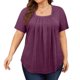thumbnail image 1 of Tops de Talla Grande para Mujer, Corta, Cuello Cuadrado, Túnica Holgada de Verano para Leggings. Vino Tinto XL, 1 of 7