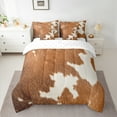 thumbnail image 2 of Manfei Cattle Hide 7 Pieces Bedding Comforter Set,Rustic Farm Animal Full Bedding Set,Brown Beige Fitted Sheet Flat Sheet For Teens,Super Cozy Room Decor, 2 of 8