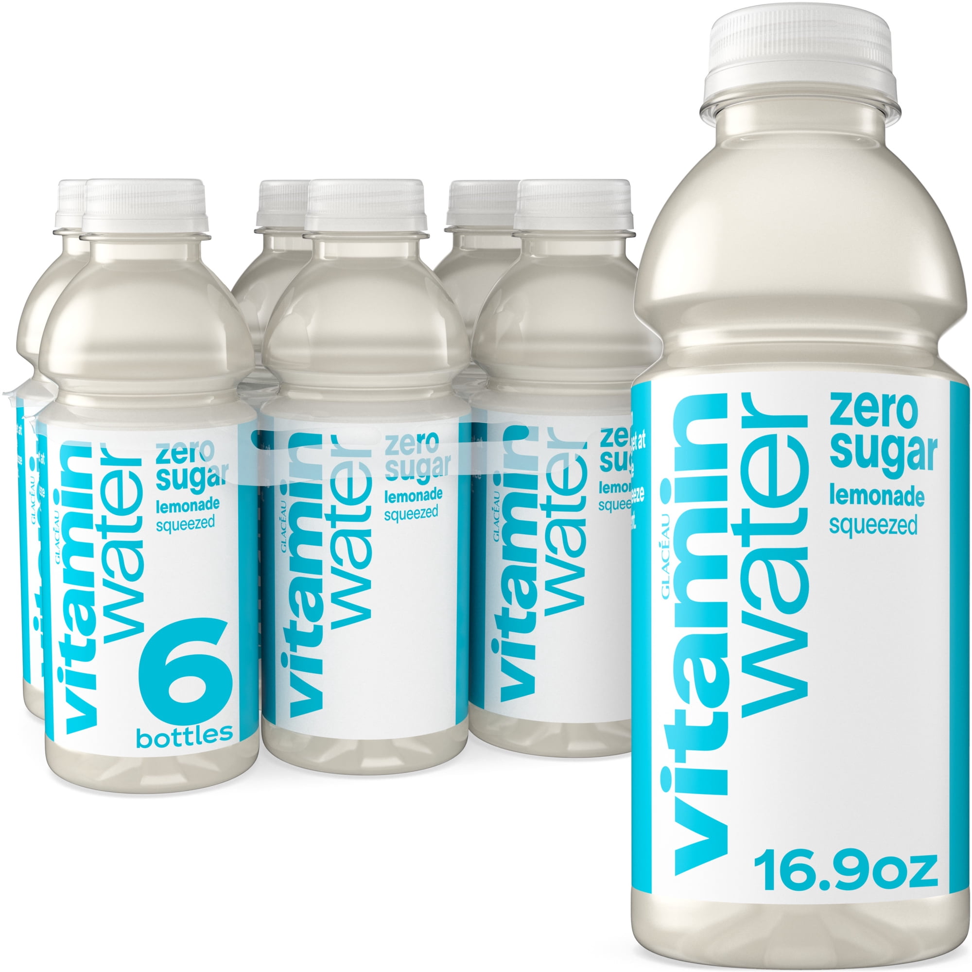 vitaminwater Zero Sugar Squeezed Lemonade Flavored Water Beverage Bottles, 16.9 fl oz, 6 Pack