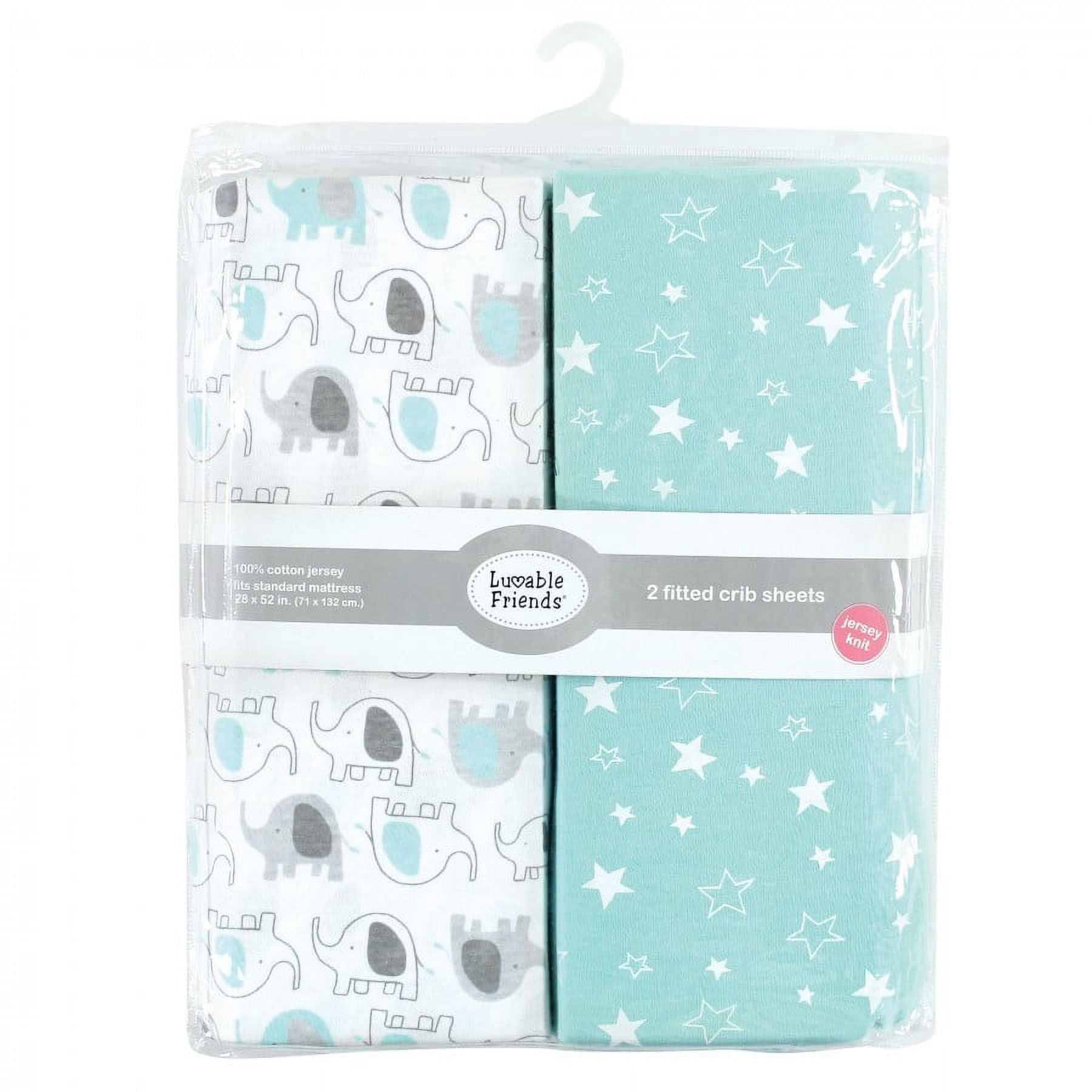 Luvable Friends Unisex Baby Fitted Crib Sheet, Boy Basic Elephant, One Size