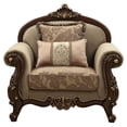 thumbnail image 3 of ACME Chaise à Accoudoirs Roulés Mehadi avec 2 Coussins en Noyer, 3 of 8