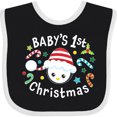 thumbnail image 3 of Inktastic Baby's 1st Christmas Cute Penguin with Candy Canes Boys or Girls Baby Bib, 3 of 4