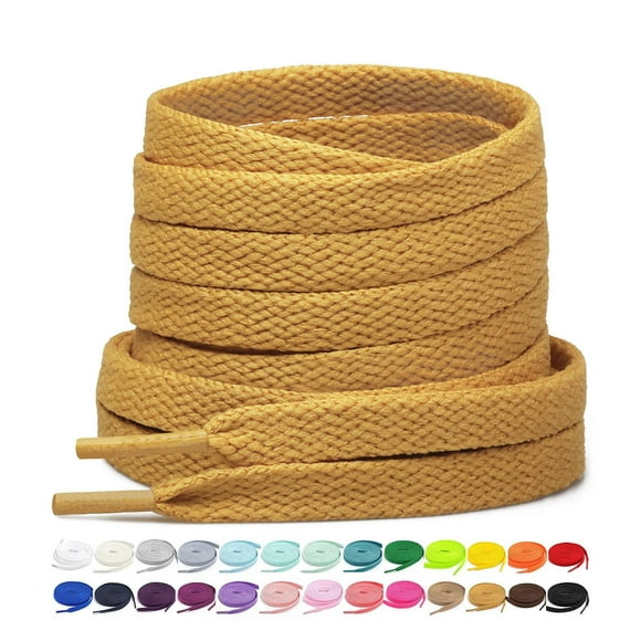 Stepace [2 Pairs Flat Shoe Laces for Sneakers 5/16"" Width 30""-72"" Length 26 Color Shoelaces Tan 45""(114 cm)