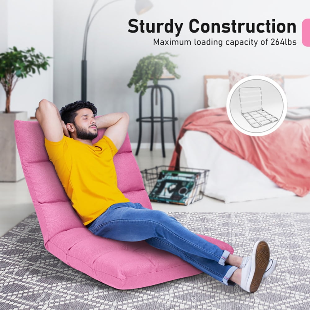 Finihen Folding Lazy Sofa Chair, 14-Position Adjustable Folding Lazy Gaming Sofa, for Living Room, Bedroom, for Gaming, Reading, Pink Finihen Folding Lazy Sofa Chair, 14-Position Adjustable Folding Lazy Gaming Sofa, for Living Room, Bedroom, for Gaming, Reading, Pink