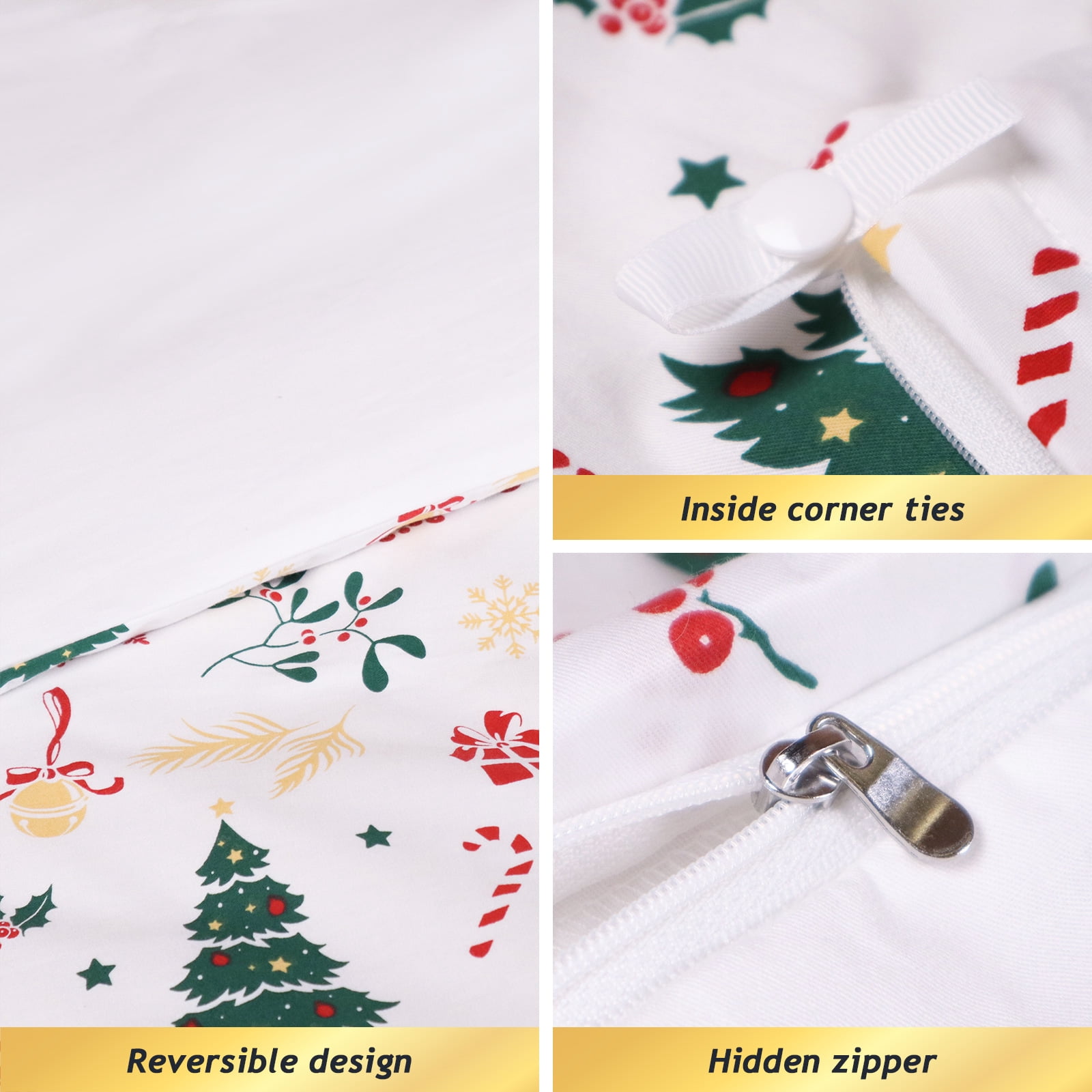 Gogreen Luxury 100% Cotton King Duvet Cover, Soft & Breathable 3 Pieces King Bedding Sets, Pattern King Comfy Duvet Cover, with Zipper Closure, Includes 2 x Pillowcase, 1 x Duvet Cover