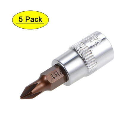 

Unique Bargains 1/4 Drive x #1 Standard Metric Phillips-Bit Socket S2 & Cr-V Steel 5 Pack