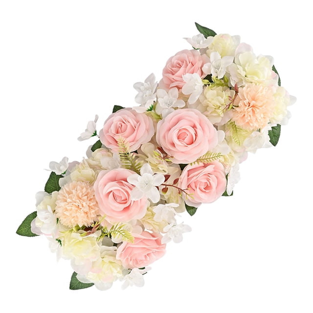 RoamHome Décoration de Fleurs Artificielles, Bouquet de Roses Rouges et de Fleurs Blanches, Parfait pour l'Allée de Mariage et la Table en T, Durable et Facile à Installer (Rose)