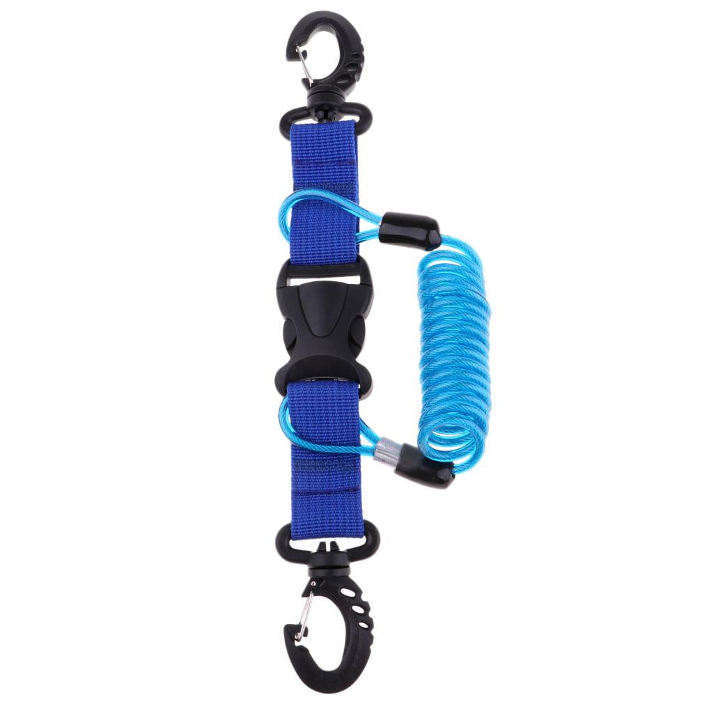 Strong Scuba Diving Spring Lanyard with 2 Clips - Blue, as described