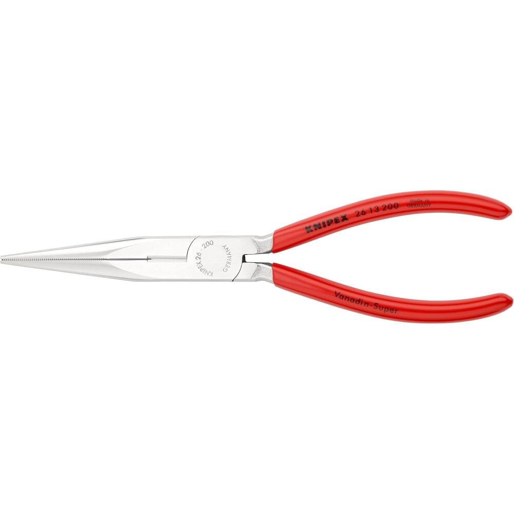 Knipex 8" Snipe Nose Side Cutting Pliers (Stork Beak Pliers) - Chrome with Plastic Grip