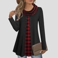 thumbnail image 2 of gakvbuo Plus Size Fall Tunic Tops with Buttons for Womens Cowl Neck Long Sleeve Top Patchwork Form Fitting Casual Shawl Neck A-Line Button Dressy Blouses Shirts Warm Splicing Pullover Sweatshirts, 2 of 6