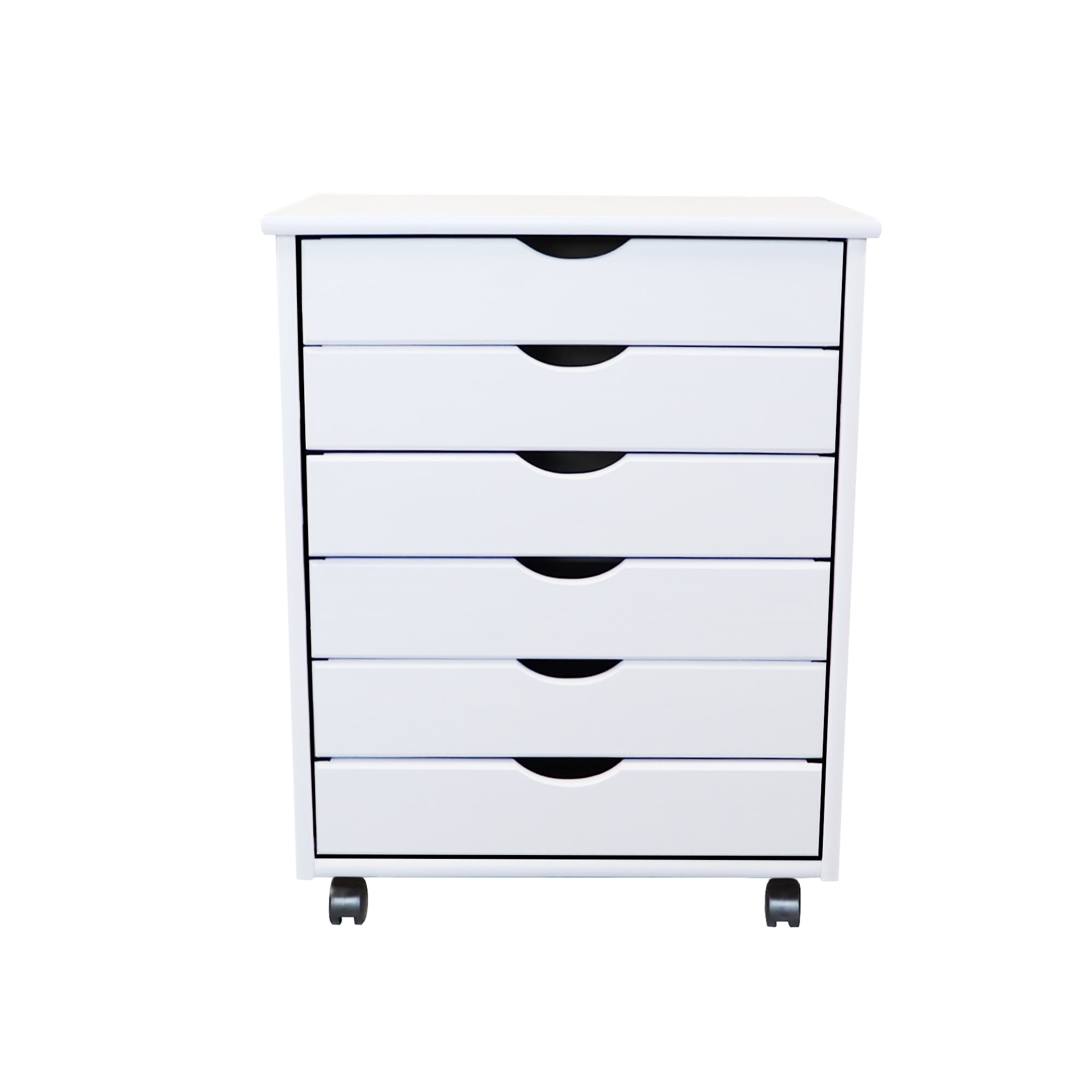 Adeptus Solid Wood 6 Drawer Original Roll Cart, White