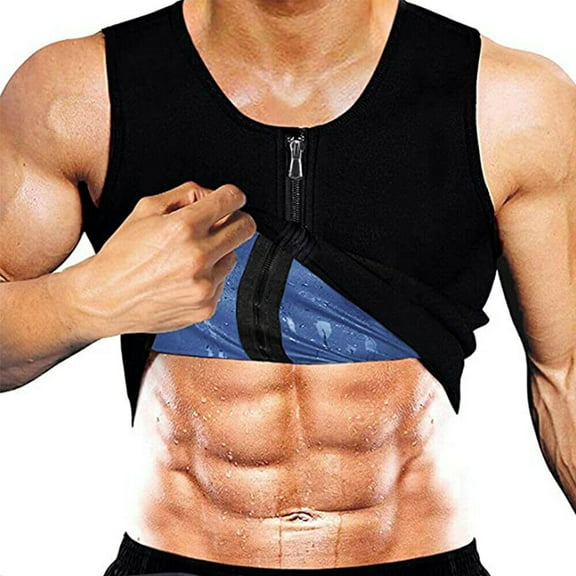 Men Zipper Waist Trainer Vest Weight Loss Hot Sweat Shapewear Heat Trapping Vest Tank Top Sauna Enhancing Clothing