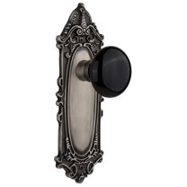 Nostalgic Warehouse Vicblk_Psg_238_Nk Black Porcelain Solid Brass Passage Door Knob Set -