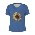 thumbnail image 4 of Wancir Women's V Neck T Shirts Casual Rolled Short Sleeve Side Split Summer Tops Loose Fit, 4 of 4