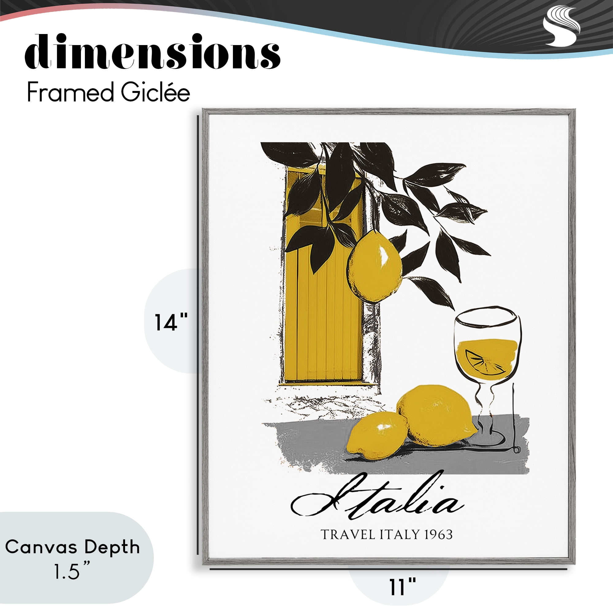 Stupell Industries Travel Italia Lemons Gray Framed Giclee Art, design by Annabelle Hall