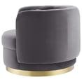 thumbnail image 4 of Armchair Swivel Accent Chair, Gold Gray Grey, Velvet, Modern Contemporary, Living Lounge Cafe Room Hotel Lobby Hospitality, 4 of 7