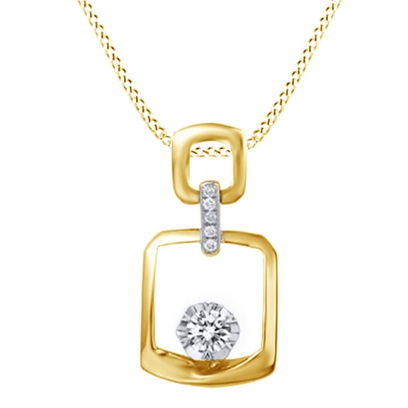 AFFY 0.2 Ct Natural Diamond Drop Pendant Necklace In 14K Solid Yellow Gold