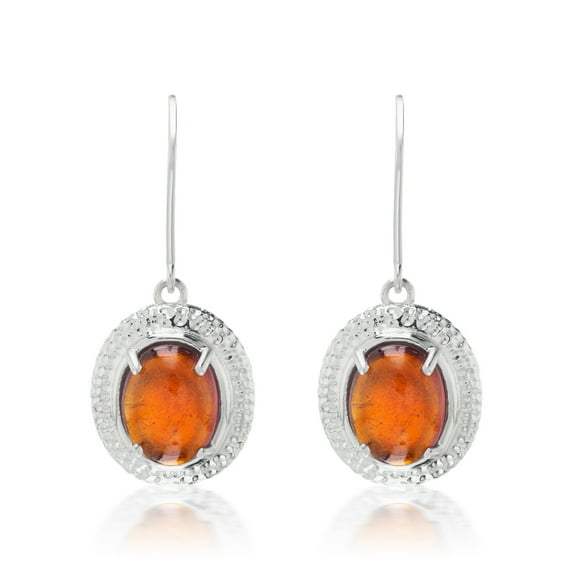 Gemistry "GG Collection" Oval Cabochon Gemstone Drop Earrings in Sterling Silver