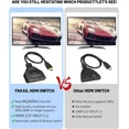thumbnail image 3 of QJUHUNG 2FT 4K HDMI 2.0 Cable Auto Switch Switcher Splitter Adapter 3 In-1 Out Device, 3 of 8