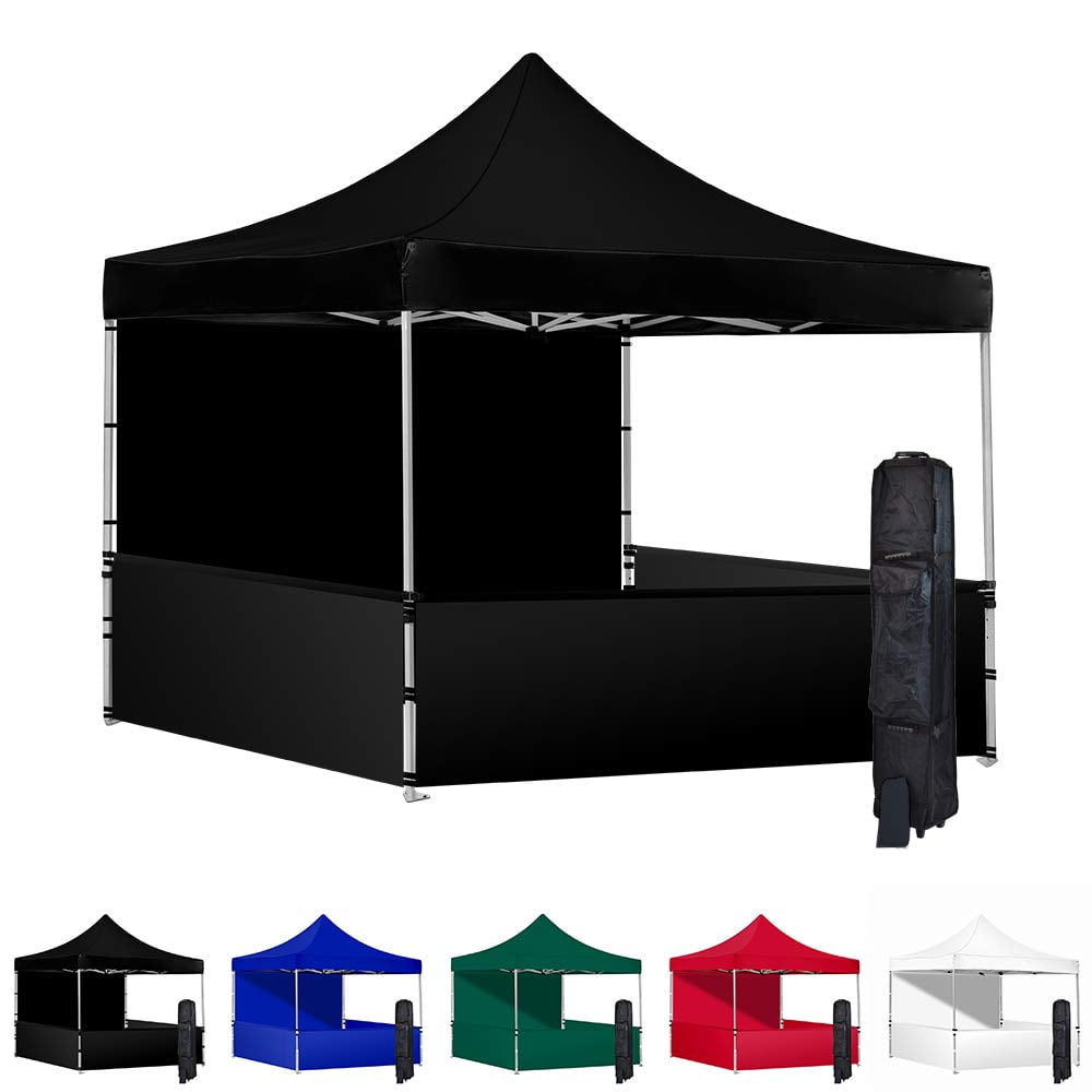 Black 10x10 Instant Canopy Tent with 1 Full Wall and 3 Half Walls