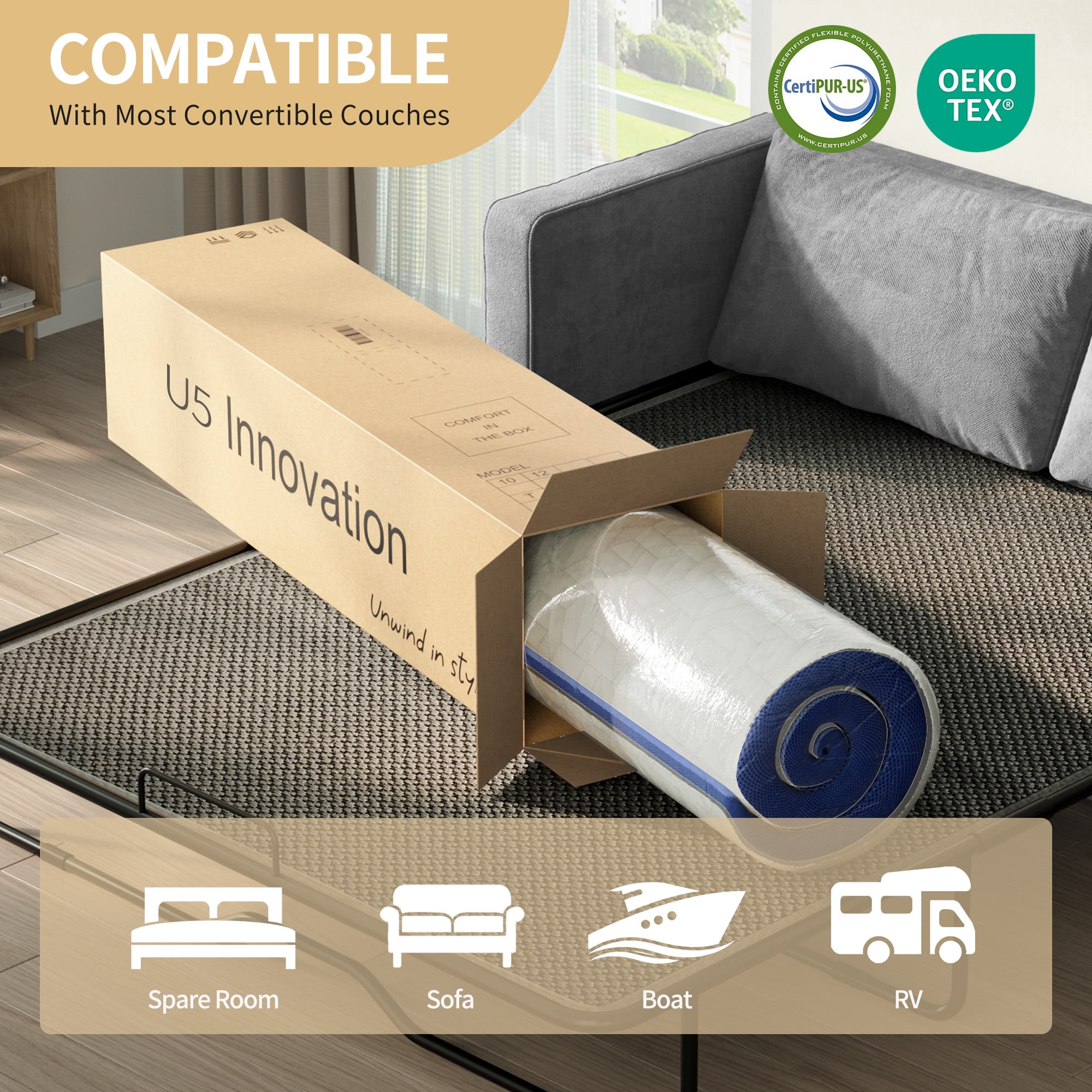 Timber Vibe Studio Adult 4 in Cooling Technology Full Medium Tight Top Gel Mattresses