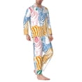 thumbnail image 2 of Salouo Zebra Colourful Print Button-Front Long Sleeve Pajama Set for Men, Soft 2Pjs Men's Long Sleeve Sleepwear-Large, 2 of 7