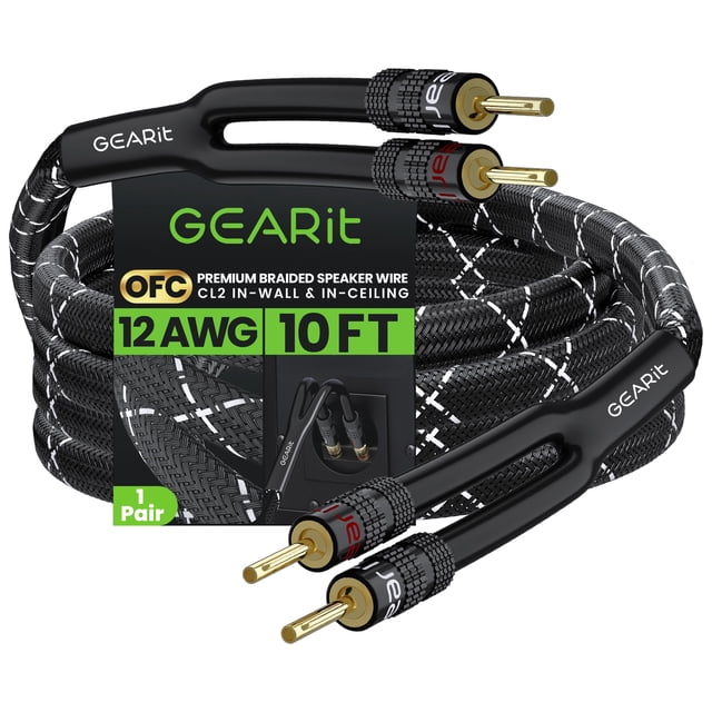 Cable de altavoz GearIt 12 AWG con punta tipo banana chapada en oro, 3 m