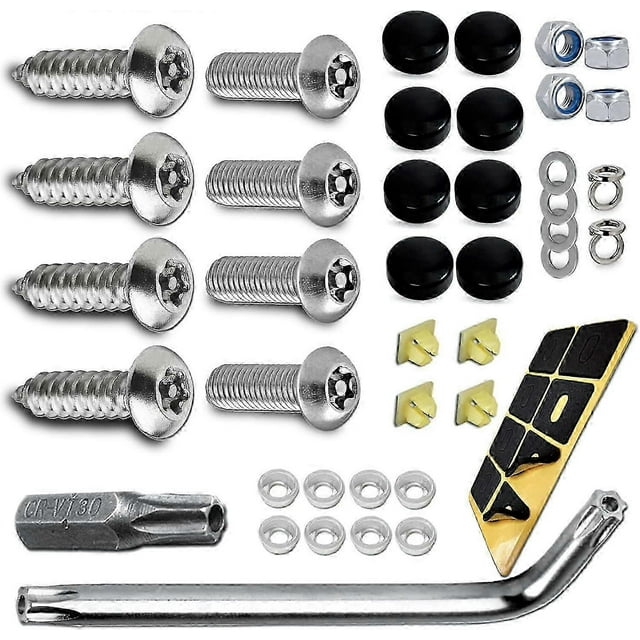 Anti Theft License Plate Screws, Anti Theft License Plate Frame Bolts Tamper Resistant Fasteners, Stainless Steel License Plate Screws, 1/4"(M6) Secu