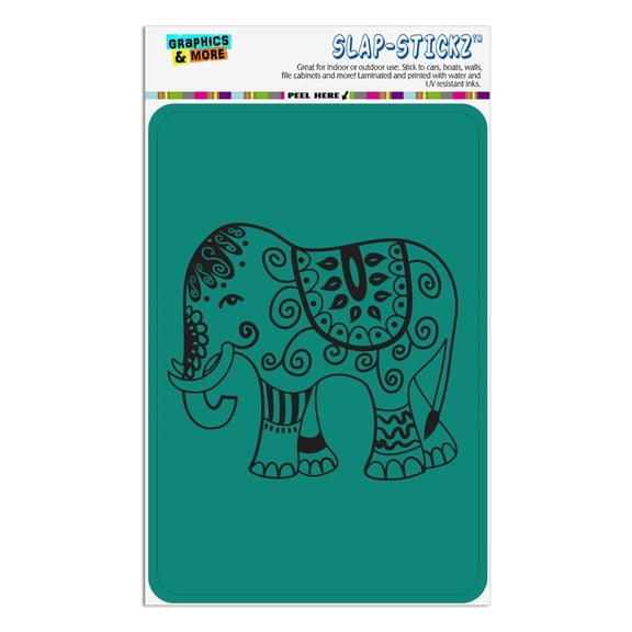 Painted Elephant India Black on Teal Home Business Office Sign