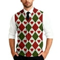 thumbnail image 2 of Valentines Day Men's Sweater Vest Heart Pattern V-Neck Button Sleeveless Cardigan Vest Sweater, 2 of 7