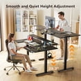 thumbnail image 4 of U Shaped Electric Standing Desk with Keyboard Tray, 55 Inch Height Adjustable Desk with Power Outlets & LED Lights, Sit Stand Table with Monitor Stand for Home, Office, Black, 4 of 7