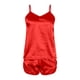 thumbnail image 4 of Conjunto de pijama sexy de seda para mujer: camisola y pantalones cortos de satén, tirantes finos en V, ropa de dormir tipo lencería para todas las estaciones, 4 of 5
