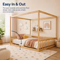 thumbnail image 5 of Miniyam Full Size Canopy FloorBed with Guardrails for Kids and Teens, Natural, 5 of 7