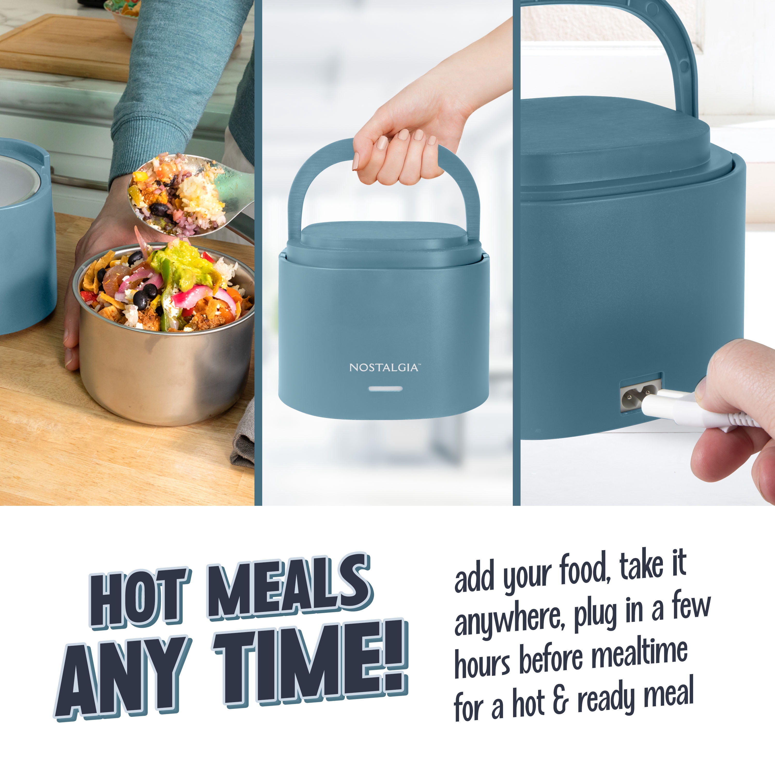 Nostalgia 20 oz. Portable Heated Lunch Box, Blue