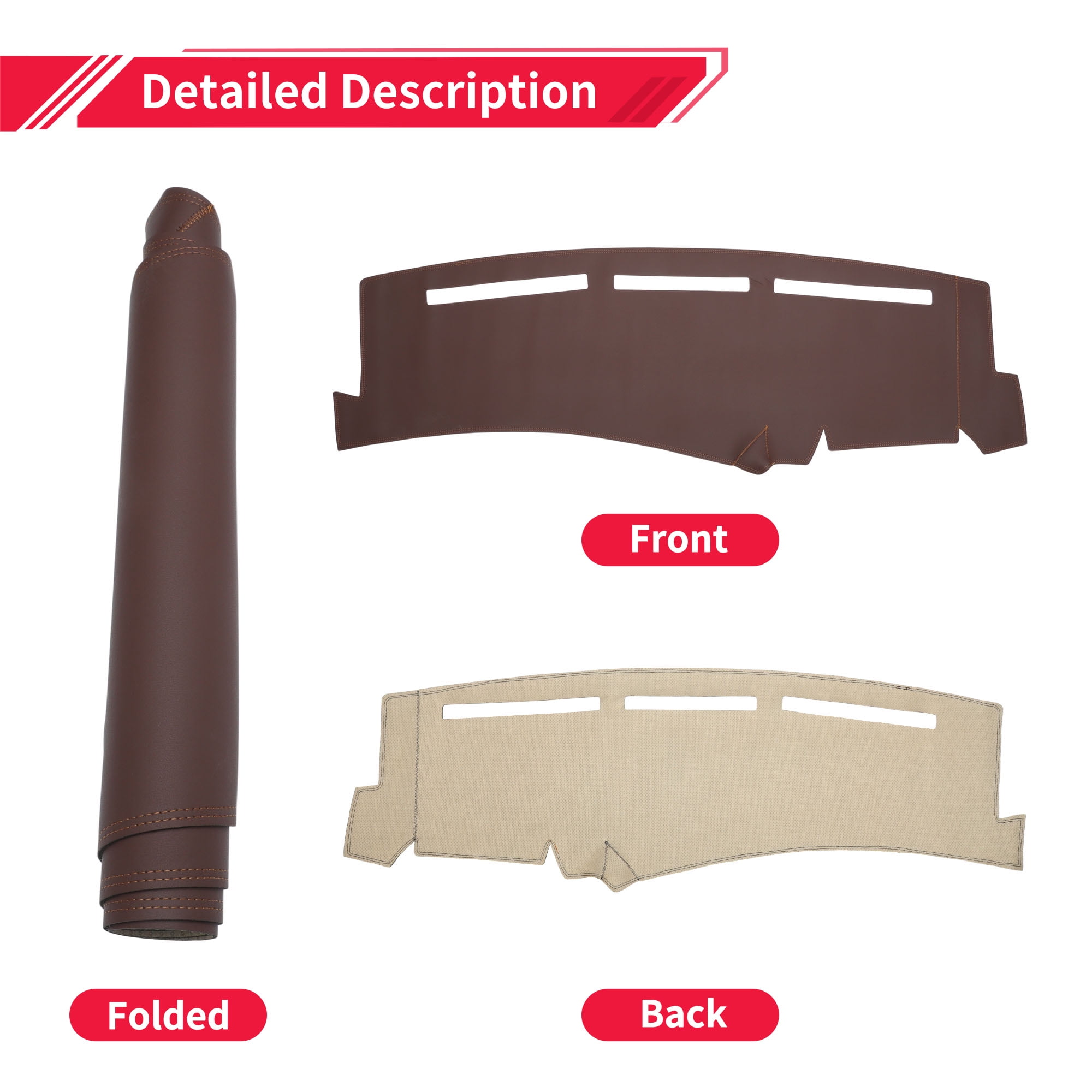 Dashboard Cover Dash Cover Mat Carpet for Chevrolet Silverado 1500 2000-2006 Brown Faux Leather 1 Pc Anti-Slip Car Interior