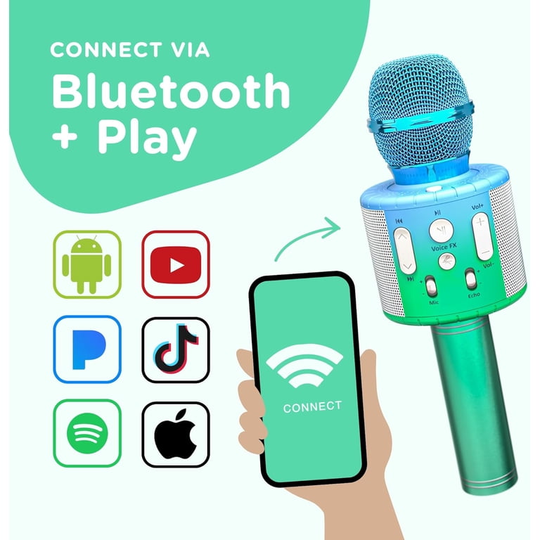 Microphone Karaoké Bluetooth Voijump - Machine KTV Portable Avec Haut-Parleur, Effets Lumineux Et Sons Magiques - Or