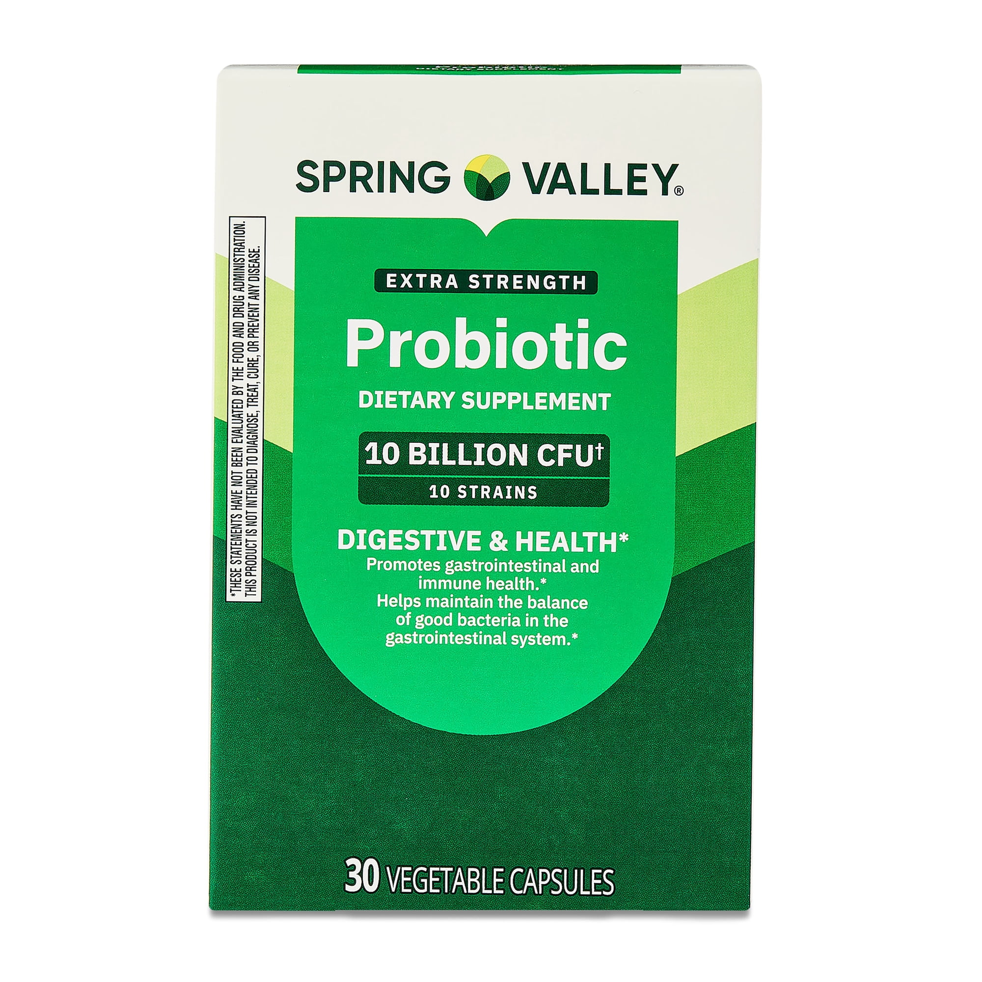 Spring Valley Extra-Strength Probiotic Vegetable Capsules for Digestive and Immune Health, 10 Billion CFU, 30 Count